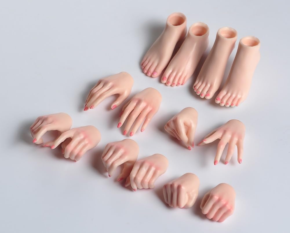 

[TOYBARJAPAN] 1/6 Scale Figure Accessories/ANT Beautiful Female Body TP305 7PS Pre-Made Cute Fist Hand and Foot Set (Pearl White Skin)