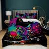 Cartoon Skateboard Duvet Cover Set Cartoon Wolf Boys Hip Hop Skateboard Sport Queen King Cute Wild Animal Polyester Quilt Cover