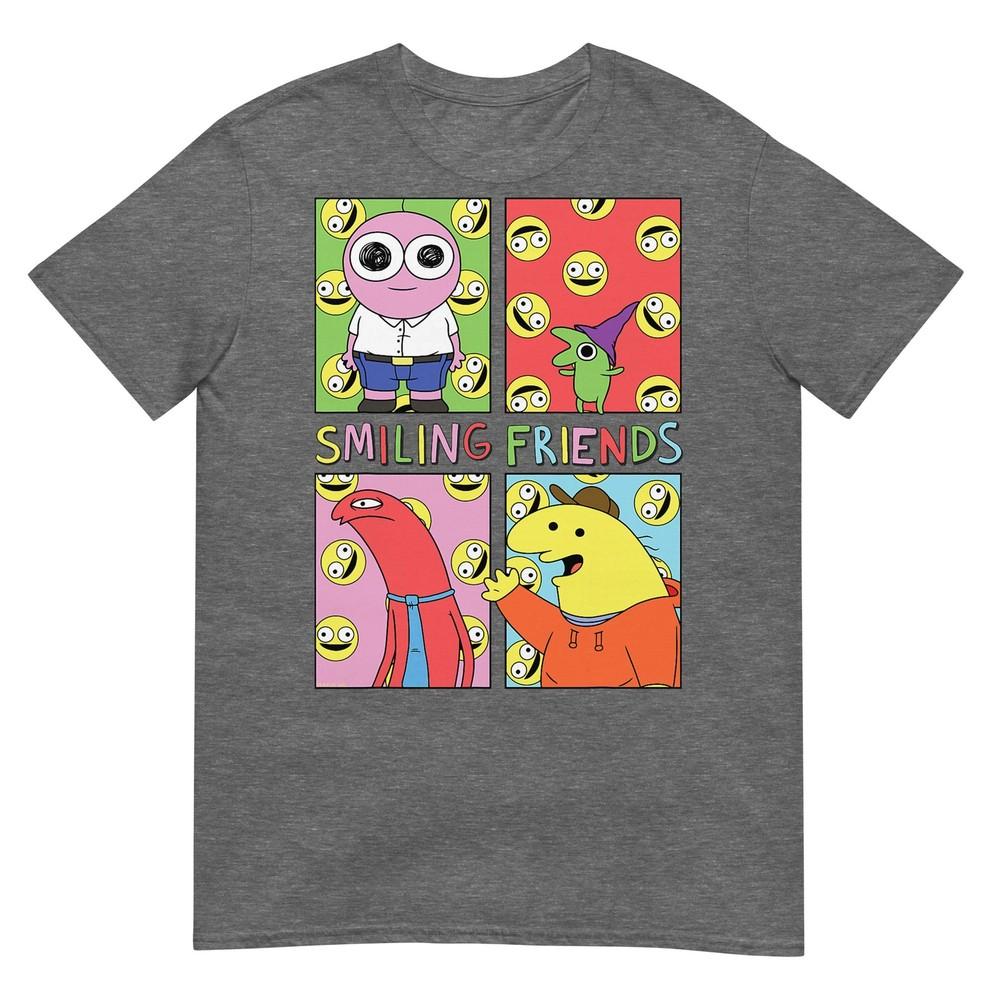 Smiling Friends Pop Art Character Grid Funny Cartoon Tshirt