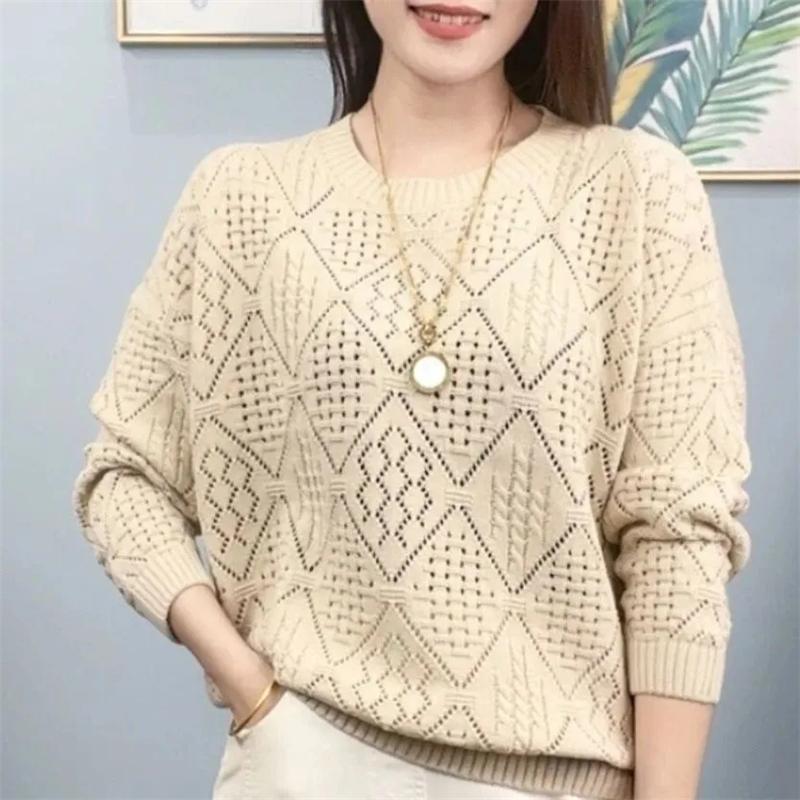 Frühling Herbst Damen Lose Stricken Aushöhlen Damen Pullover Pullover Koreanische Version Langarm Top
