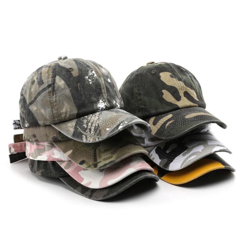 Washed Cotton Dad Hat Camouflage UV Protection Hat Retro Sun Hat For Men Women