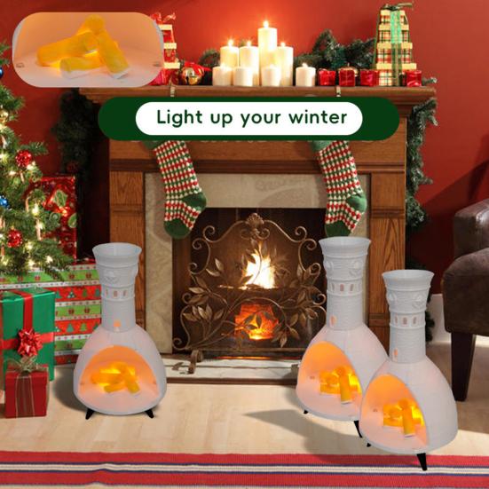 LED Miniatyr Peislys Lysende Bordplate Peisfigur Skrivebordsnattlys Ornament for Hjem Juledekorasjon