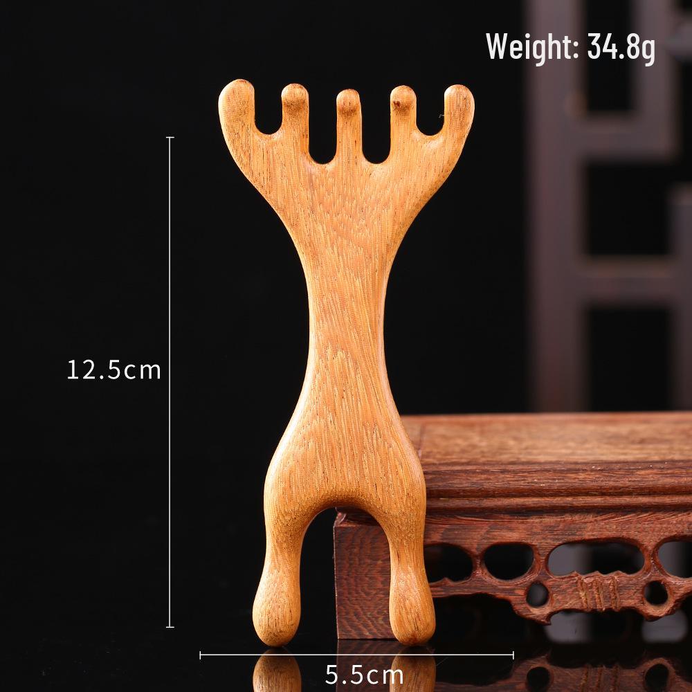 Resin Multifunctional Four-in-One Gua Sha and Massage Comb - Sandalwood Facial and Head Therapy Tool