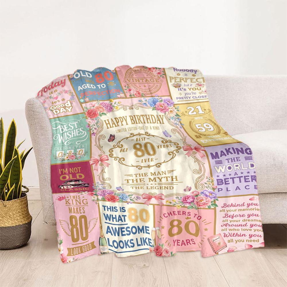 Celebrating 80 Years Of Excellence Flannel Blanket-Soft and Suitable for Sofas,Beds,Offices,Travel,All Seasons,Great Gift for Holidays and Birthdays.