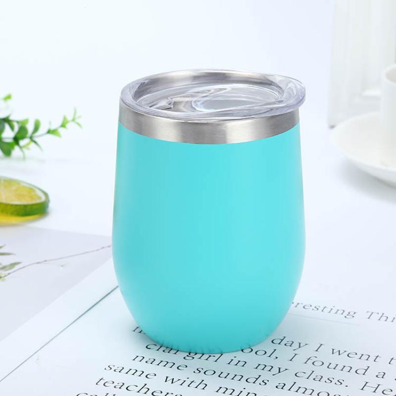 Stainless Steel Eggshell Wine Tumbler 12oz Double Wall Vacuum Insulated Reusable Cup for Birthday Holiday Gifts