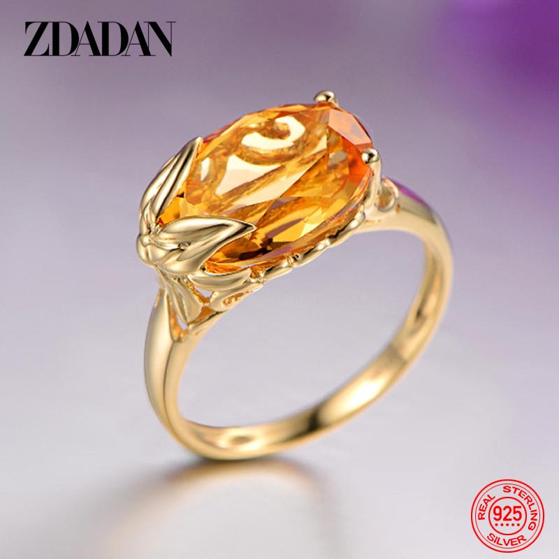 

925 Sterling Silver Big Ring for Women Luxury Gold Engagement Party Rings Fashion Jewelry Gift 6