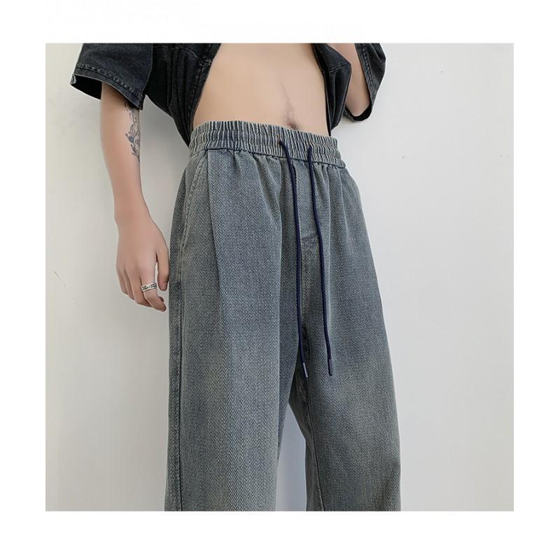 Mens Oversize Straight Leg Jeans Teen Streetwear Vintage Casual Denim Pants