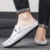 Mulas de Cuero Talla Grande 39-46 Zapatillas Mocasines Destalonados para Hombre Zapatos Medios para Hombre Sandalias de Punta Cerrada Hombre Zapatos Casuales Semi-Arrastre