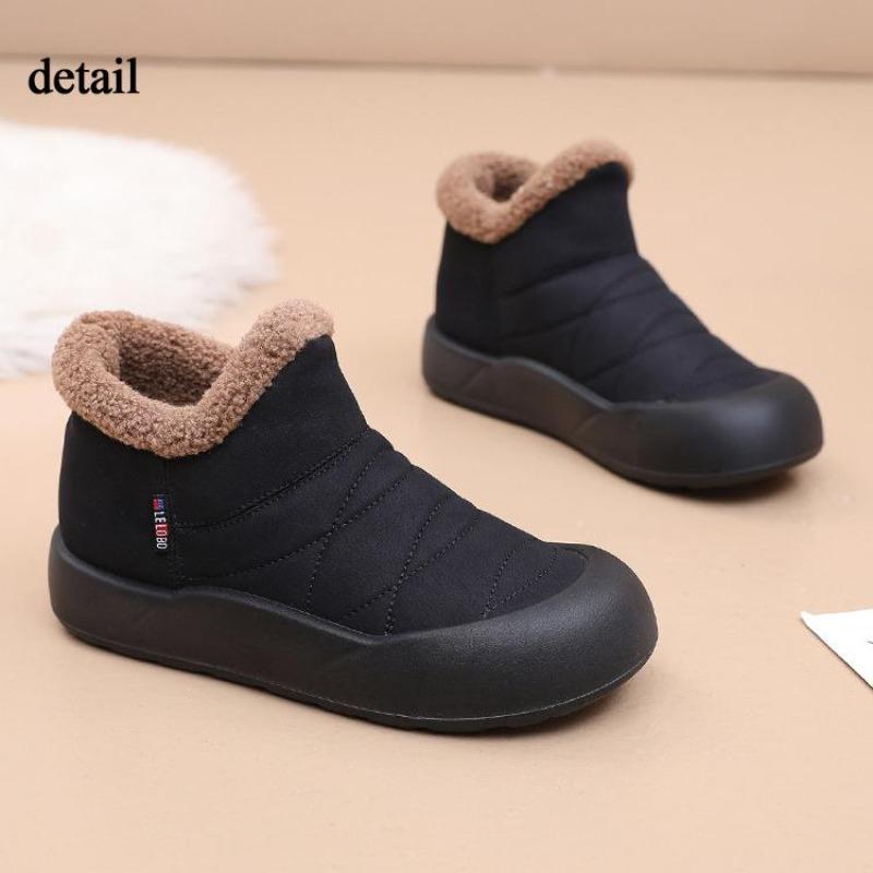 Ladies Winter Platform Snow Boots Anti Slip Warm Faux Fur Lining Ankle Booties Casual PU Leather Comfortable Fuzzy Walking Short Boots