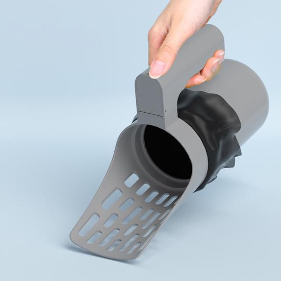 Cat Litter Scooper with Trash Container Integrated Detachable Litter Shovel Portable Kitty Poop Scooper with Holder