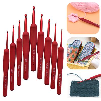 1 pezzo 1,8-6,5 mm con manico in silicone ferri da maglia in resina uncinetto rosso in alluminio