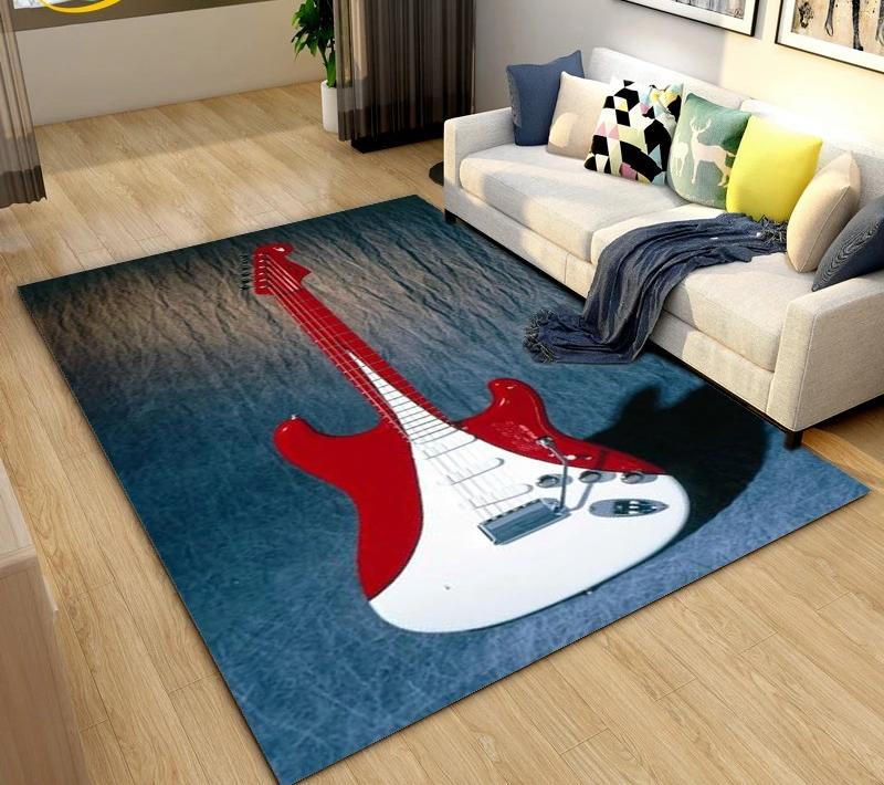 Klassische E-Gitarre Bass Teppich Schlafzimmer Zuhause Weiche Matte Waschbar Wohnzimmer Dekoration Flur Ankleidezimmer Couchtisch Teppich