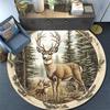 Deer Forest Round Area Rug,Carpet Rug for Living Room Bedroom Sofa Playroom Decor,Non-slip Floor Mat