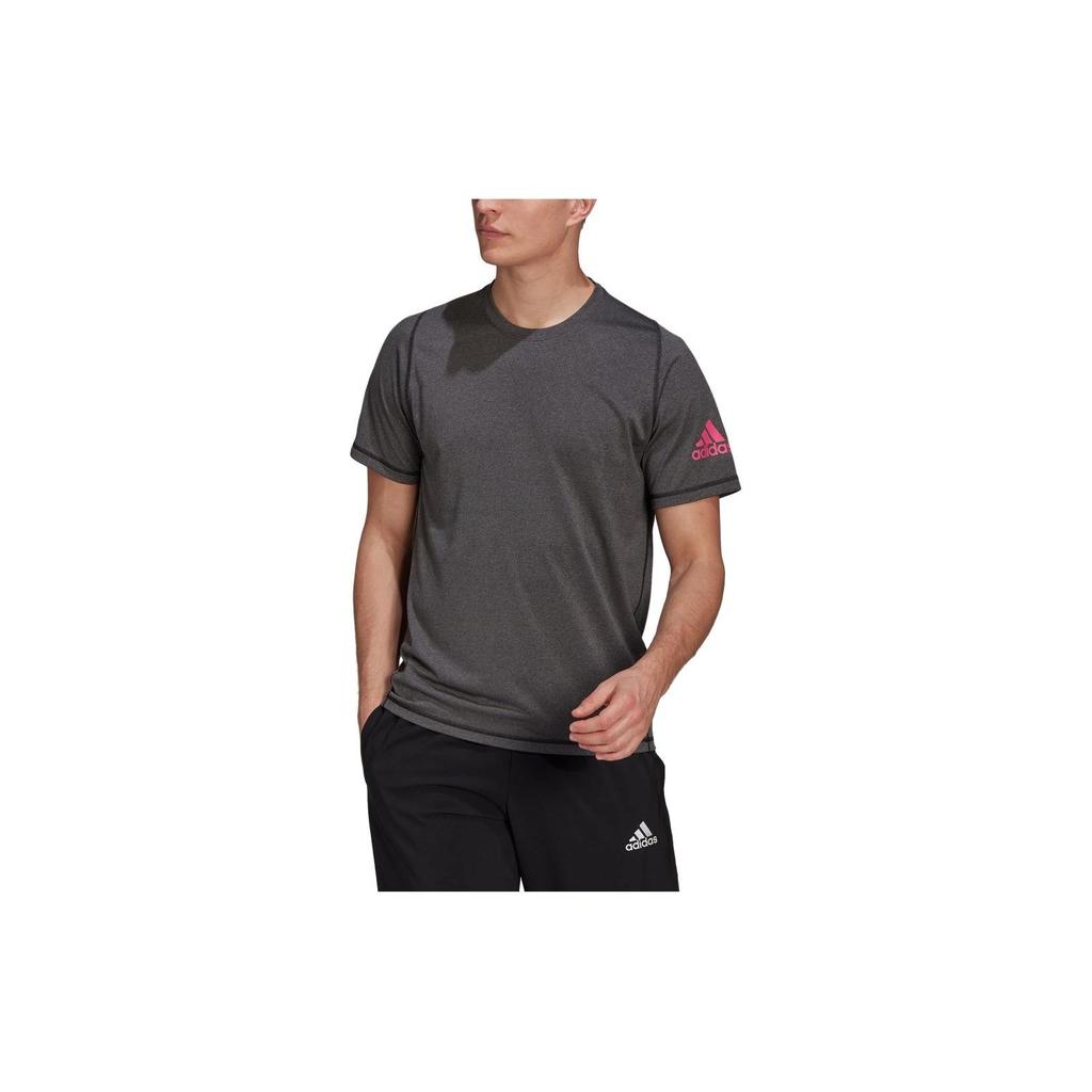 Adidas Solid Round Neck Pullover Short Sleeve T-Shirt Men Tops Metallic-Black Pink GU2779