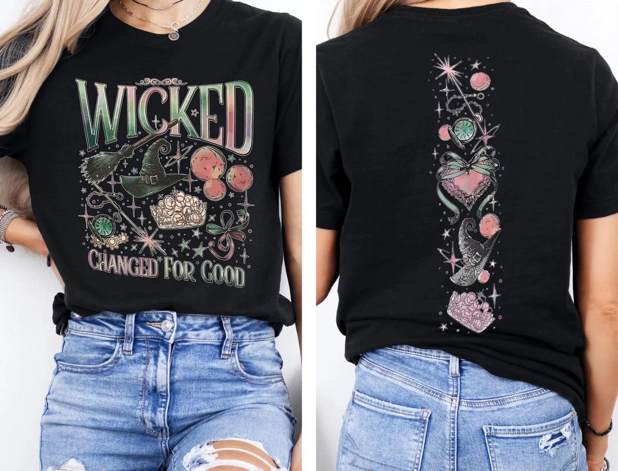 Retro Wicked Together WeRe Unlimited TShirt Defy Gravity Broomstick Magic Wand Shirt Wicked The Musical Wizard Movie Fan Shirt S