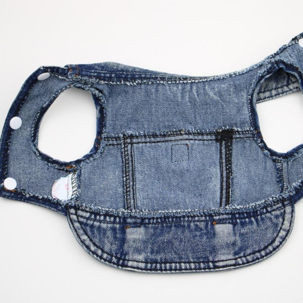 Pet Small Dog Dog Clothing Traction Spring Autumn Winter Denim Vest Jacket