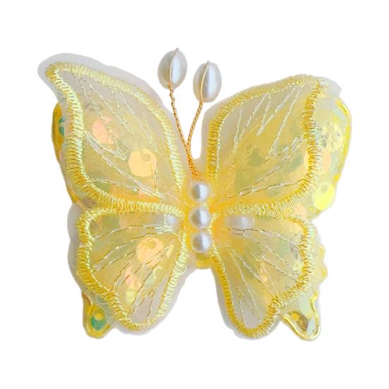 Girl Hairpin Double Layer Mesh Yarn Butterflies Decor Hair Clip with Imitation Pearls