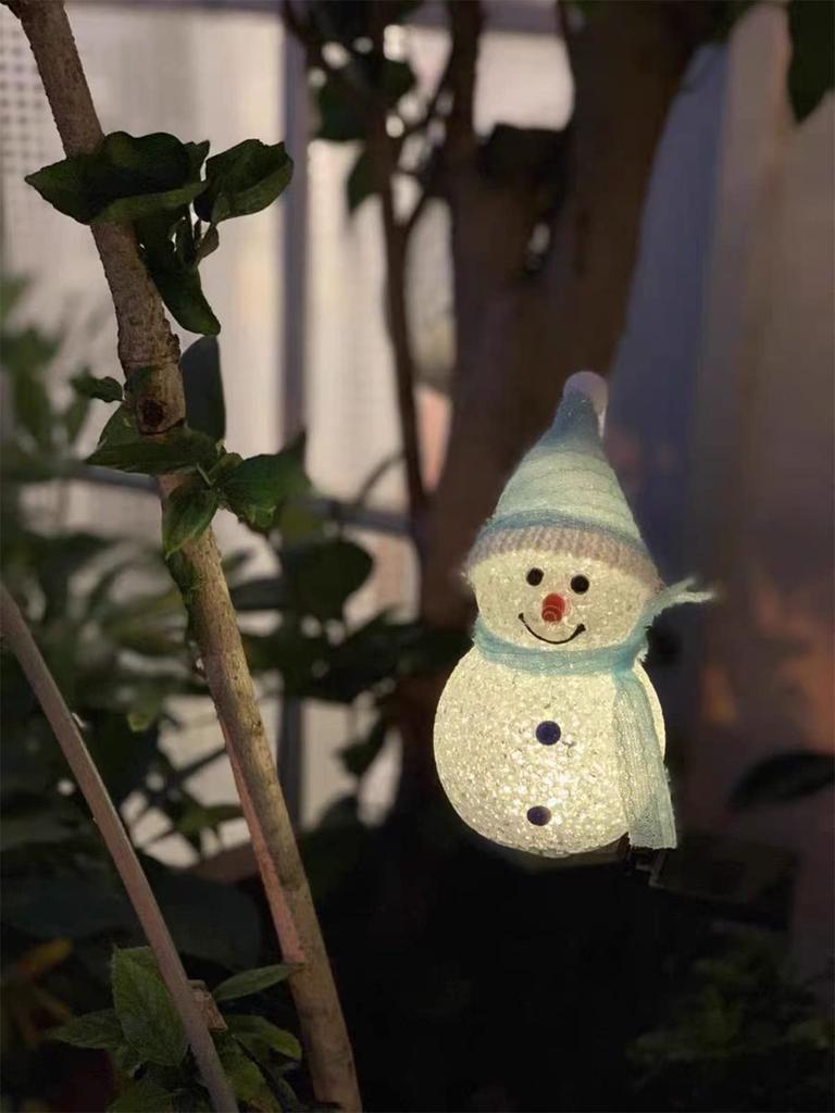 Lanito Christmas Snowman Solar Garden Ornament LED Garden Christmas Decoration Automatically Turns On at Garden Christmas Ornament Lights, Lights,