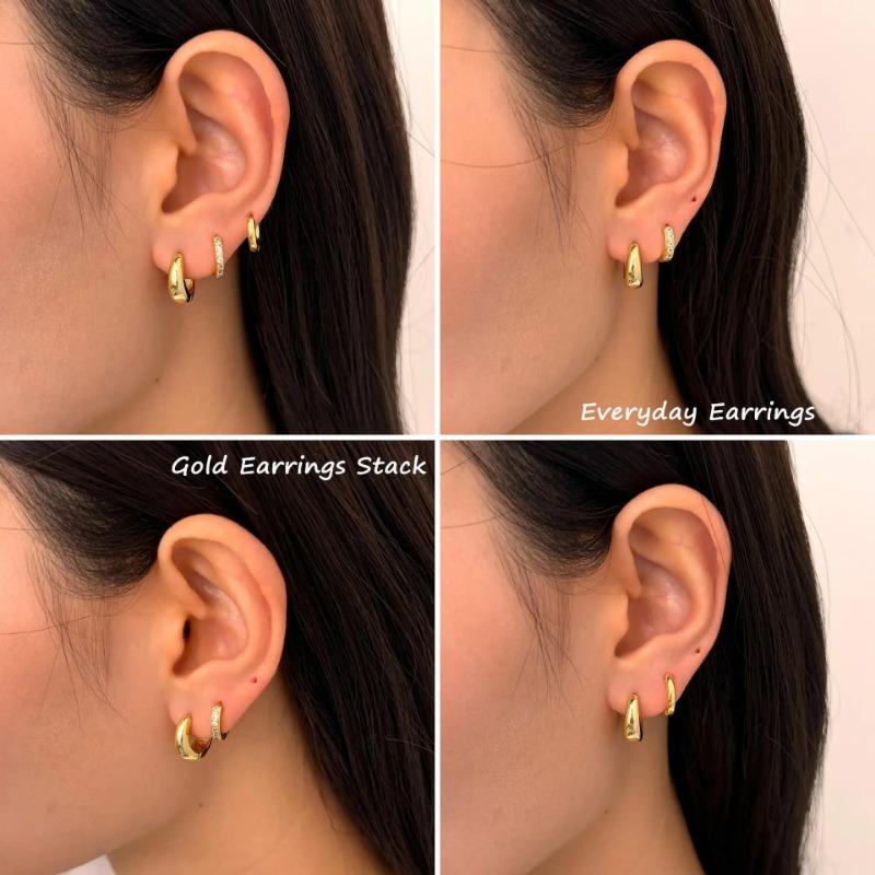 6Pcs Stainless Steel CZ Hoop Earrings Set for Women Fashion Elegant Versatile Crystal Circle Huggie Earring Punk Jewelry Gifts
