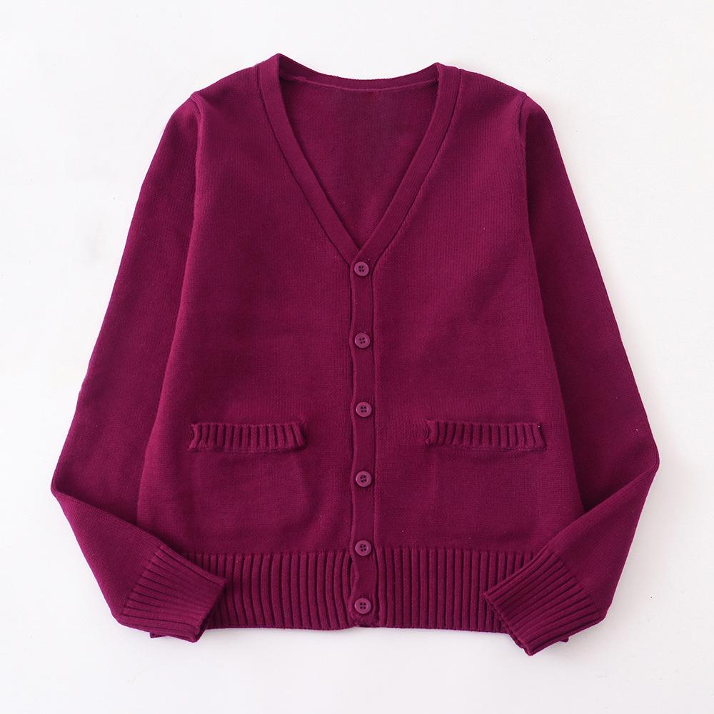 Japanese V-Neck Long Sleeve JK Uniform Cardigan - 7-Needle Thickened Sweater for Spring/Autumn