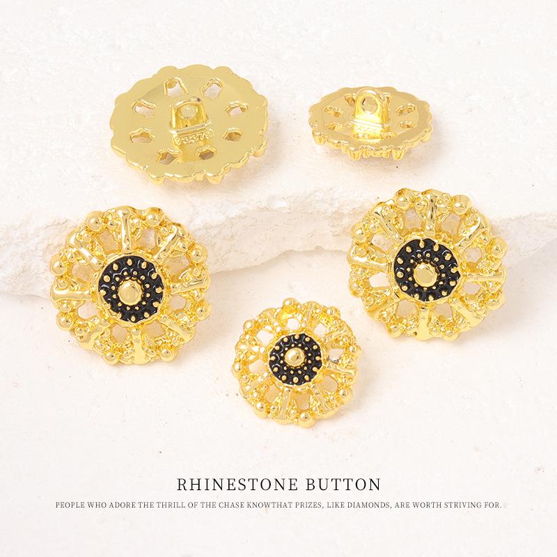 5pcs Gold Hollow Point Oil Metal Button Coat Trench Coat High Foot Button Sweater Jacket Button Accessories