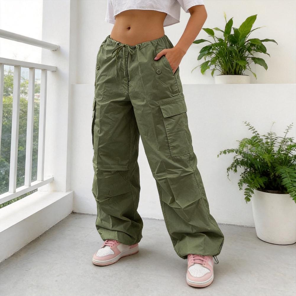Women s Drawstring Relaxed-Fit Work Pants Cargo Pants S