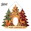 Decorative Hanging Door Decor Christmas Wooden Sign Ornament Multi-Layer Tree Wood Plaque Vintage Window with Rope Merry Festive Wall Atmosphere
