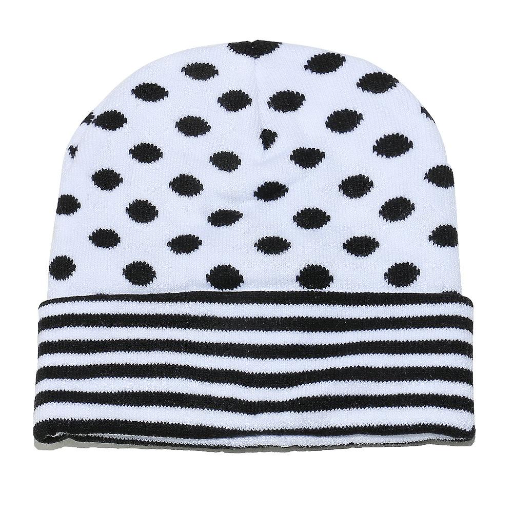 Cold Hat Women's Korean Version Fashion Versatile Ear Protector Pullover Hat Striped Polka Dot Jacquard Knitted Hat Women's Winter