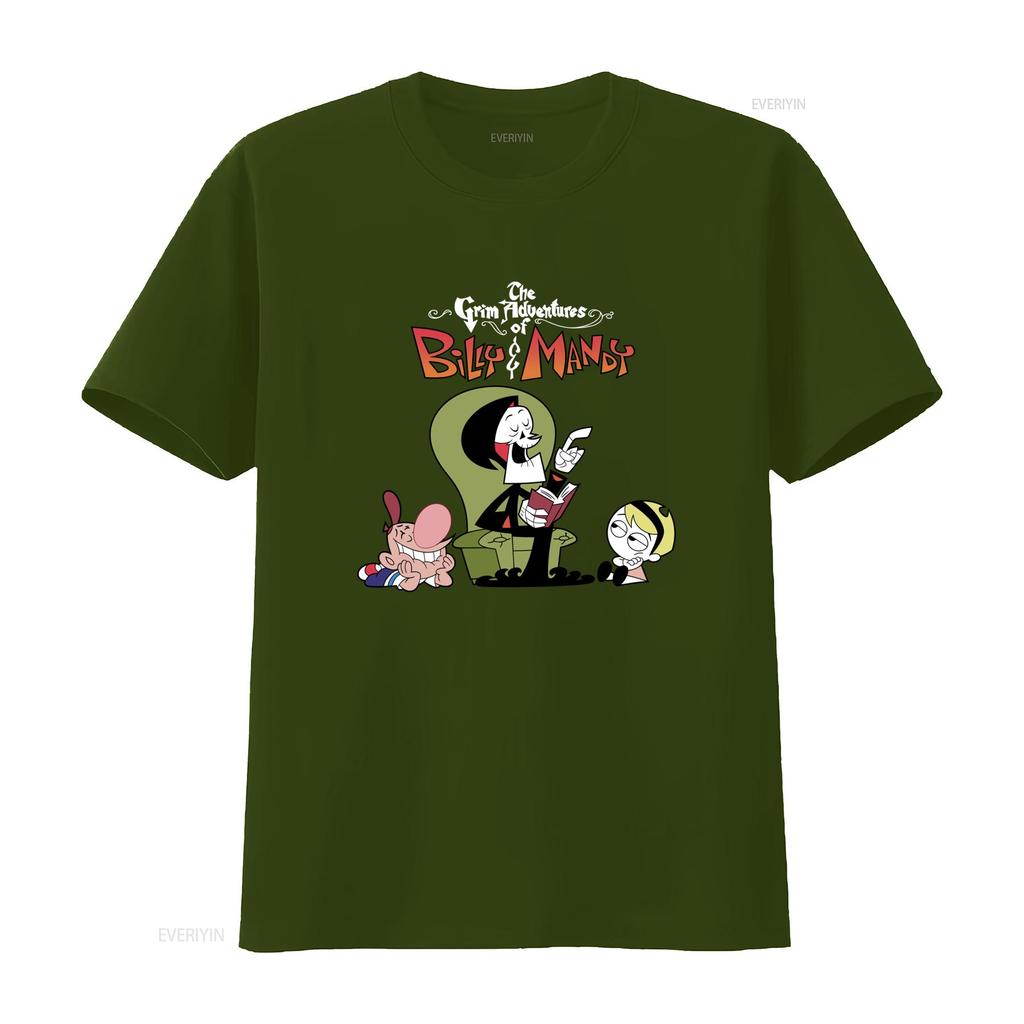 The Grim Adventures of Billy Mandy Cartoon Print Cotton T Shirt Funny for Fans YI032 vintage Washed Comfortable Soft