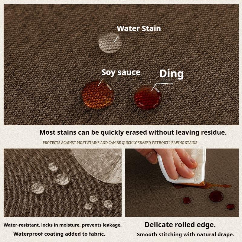 Cotton and Linen Round Table Cloth Waterproof and Oil-proof Hotel Ins Style Table Cloth Restaurant Dirt-resistant Table Cloth Decoration