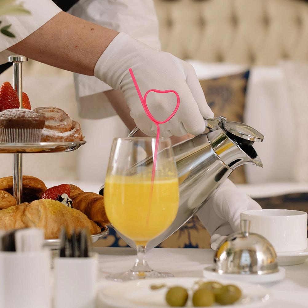 25pcs Heart Shape Creative Beverage Straws For Party Drink Decorative Curved Straw Reusable Plastic Straws Home Kitchen Bar