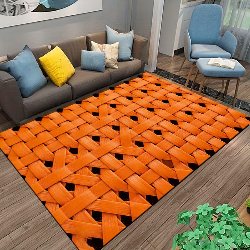 3D Orange Woven Pattern Carpet for Bedroom Living Room Home Décor Suitable for use as an anti-slip for living room bedroom sofas