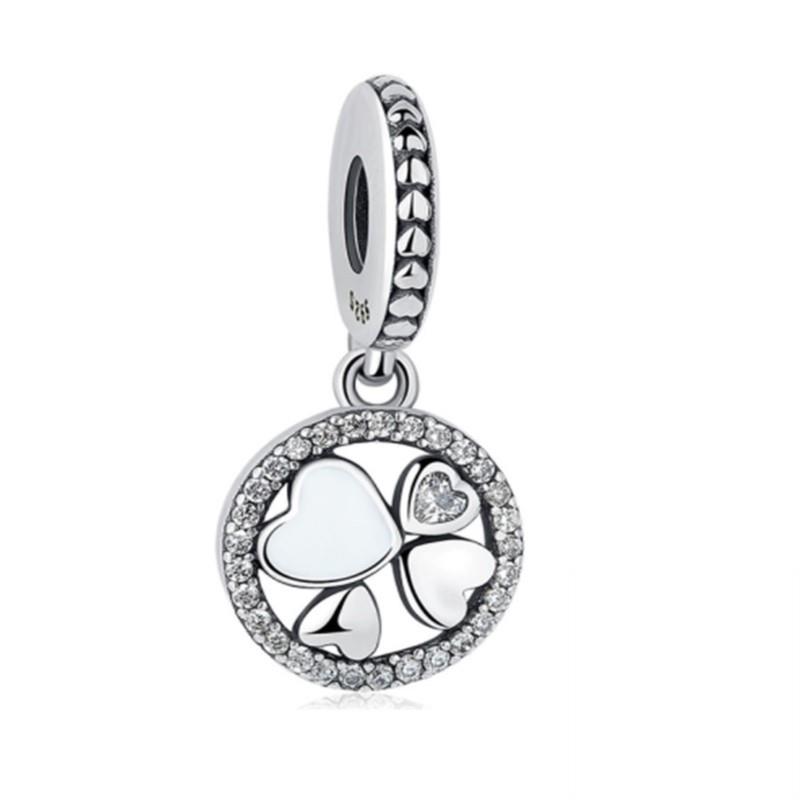 Ajustement Original mode Bracelet étincelant trèfle à quatre feuilles balancent breloque perle bijoux à bricoler soi-même pour les femmes cadeau