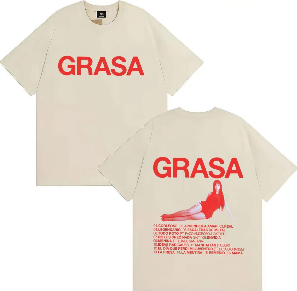 The Best-selling Rapper Nathy Peluso Grasa's 2025 Print Trendsetter Summer Print 100% Pure Cotton Loose Casual T-shirt