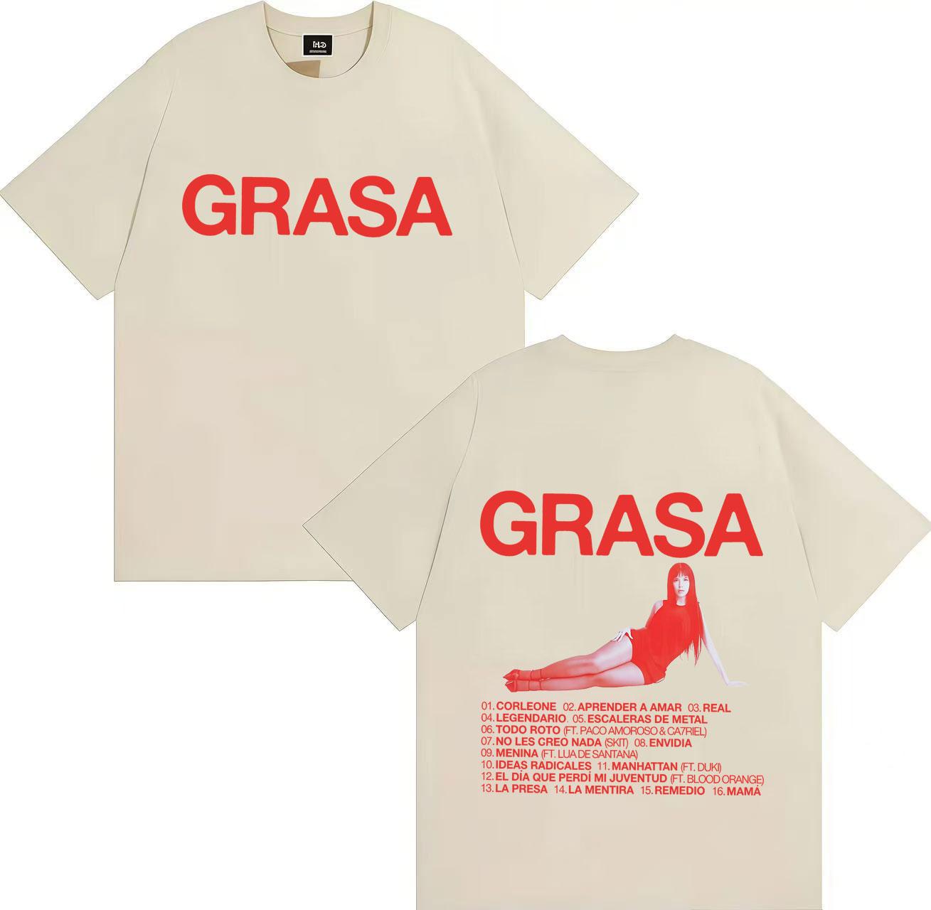 

Самый продаваемый рэпер Nathy Peluso Grasa s 2025 Законодатель трендов Летний принт 100% Чистый хлопок Свободная повседневная футболка 4XL