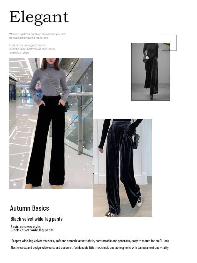 2025 Women's High-Waisted Loose Slim-Fit Velvet Wide-Leg Trousers
