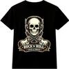 Rock N Roll Skull T Shirt Headphones Guitar Biker Music Graphic Tee