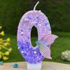 1pc Purple Mermaid Tail Glitter 0-9 Number Candle Decoration Anniversaire Birthday Party Candle Cake Decoration Toos for Girls