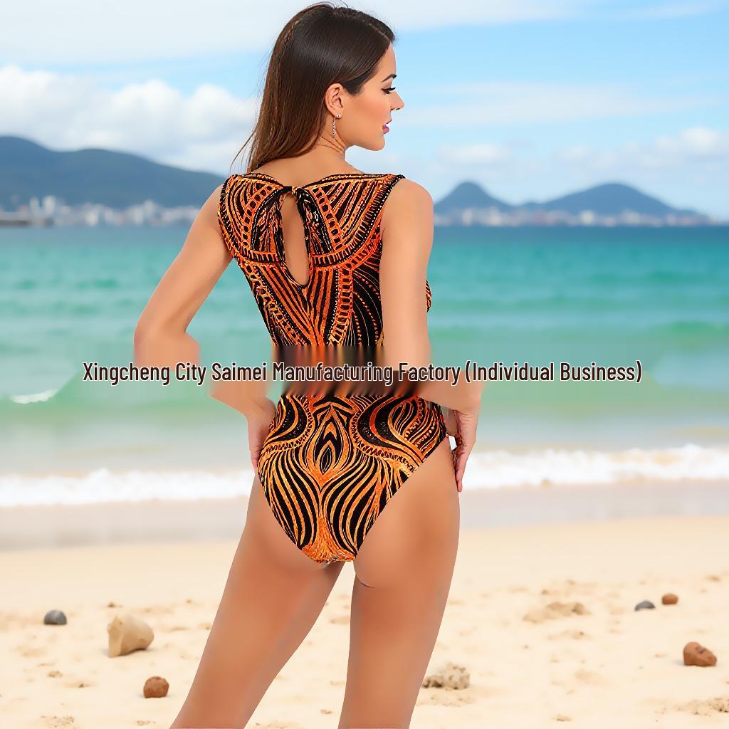 Women's Long-Sleeve Mesh Cover-Up Swimsuit