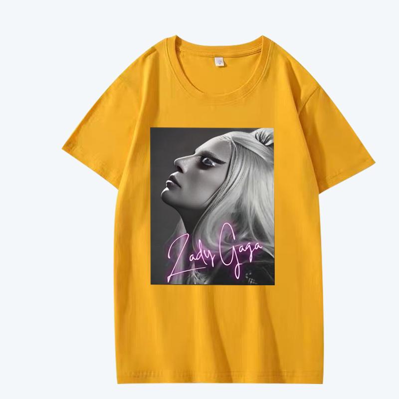 Lady Gaga Hudební zpěvačka Tričko Unisex Dámské Oversized 100% Bavlna Horký Výprodej Krátký Rukáv Letní Módní Potisk Unisex Větší Velikosti Topy