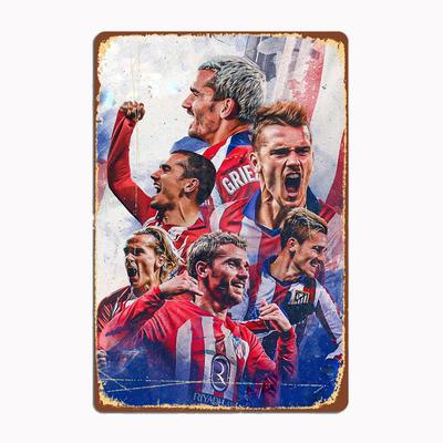 Antoine Griezmann LEGENDE Kapitän Poster Fußballspieler Retro Metallschild Verein Innenraumdeko Individuelles Blechschild Heim Wanddeko