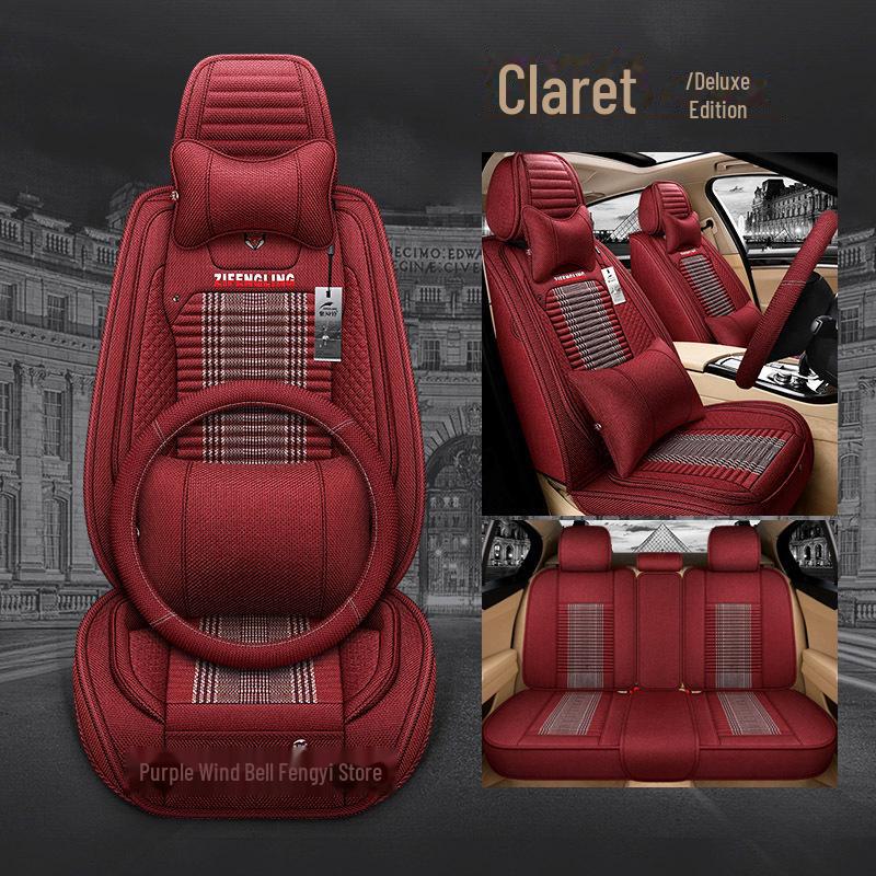 Purple Wind Bell Linen Seat Cover for 5 Series 530Le - Light Blue Geometry A Star Design