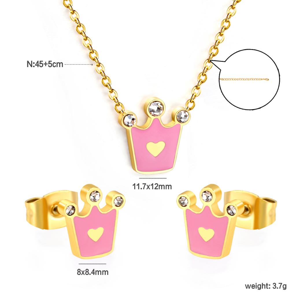 Sweet Strawberry Fruit Drip Oil Necklace Earrings Jewelry Set Cute Gift For Women Girls
