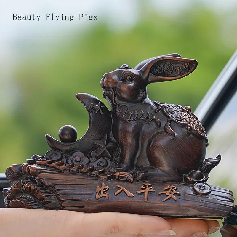 1PCS Resin Twelve Zodiac Rabbit Ornament Chinese Bionic Animal Craft Living Room Decoration Housewarming Gift