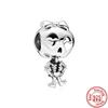 Fit Original Pendant Charm Bracelet Fine Zircon 925 Sterling Copper Sweet Lovely Happy Boy Girl Love Pink Heart Robot DIY Beads