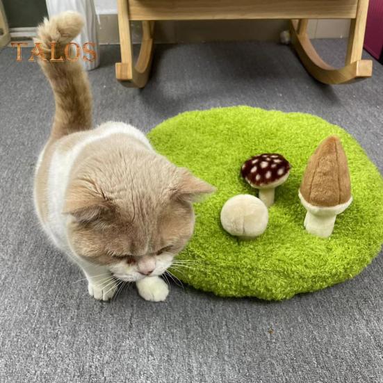 Mushroom Mat Pet Bed Dog Snuffle Mat with 3 Crinkle Mushrooms/Trees/Cactus for Treat Hiding Interactive Washable Soft Cushion Pet Toy for Small Cats