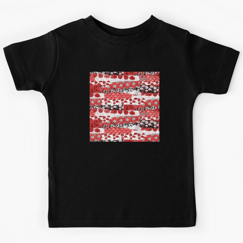 abstract Red and black floral pattern Kids T-Shirt 140