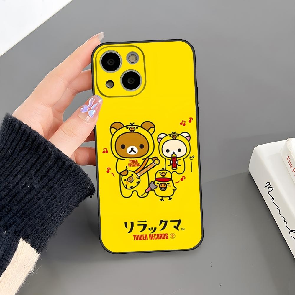 Cute Rilakkuma Bear Phone Case For Iphone 16 Plus 15 14 Pro Max 13 Mini 11 12 Xr X Xs 6 7 8 SE Plus Back Cover