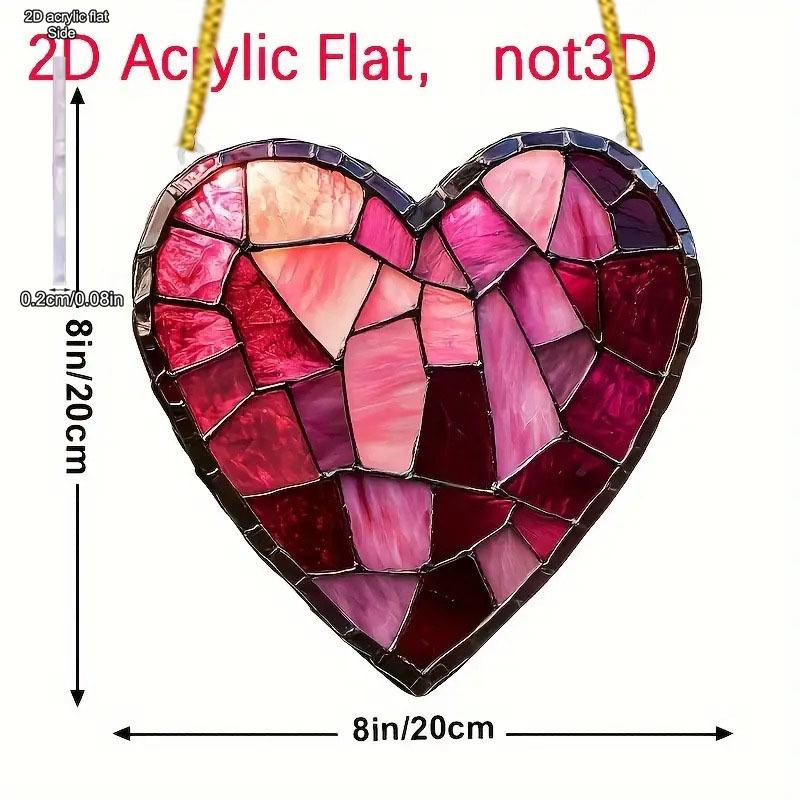 Romantic Pink Heart Sun Catcher - Perfect for All Seasons, Ideal Valentine'S Day, Ramadan, Easter Party Decorations, No Power Needed, Four Seasons