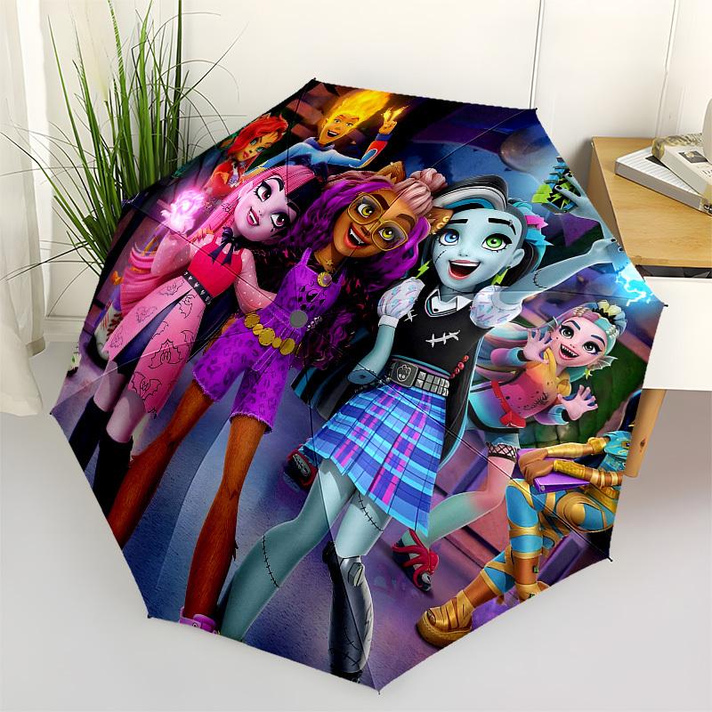 

Monster High, Animation Automatic Opening and Closing, 8 rib Structure Portable Umbrella, Suitable for Men and Women in All Seasons Perfect